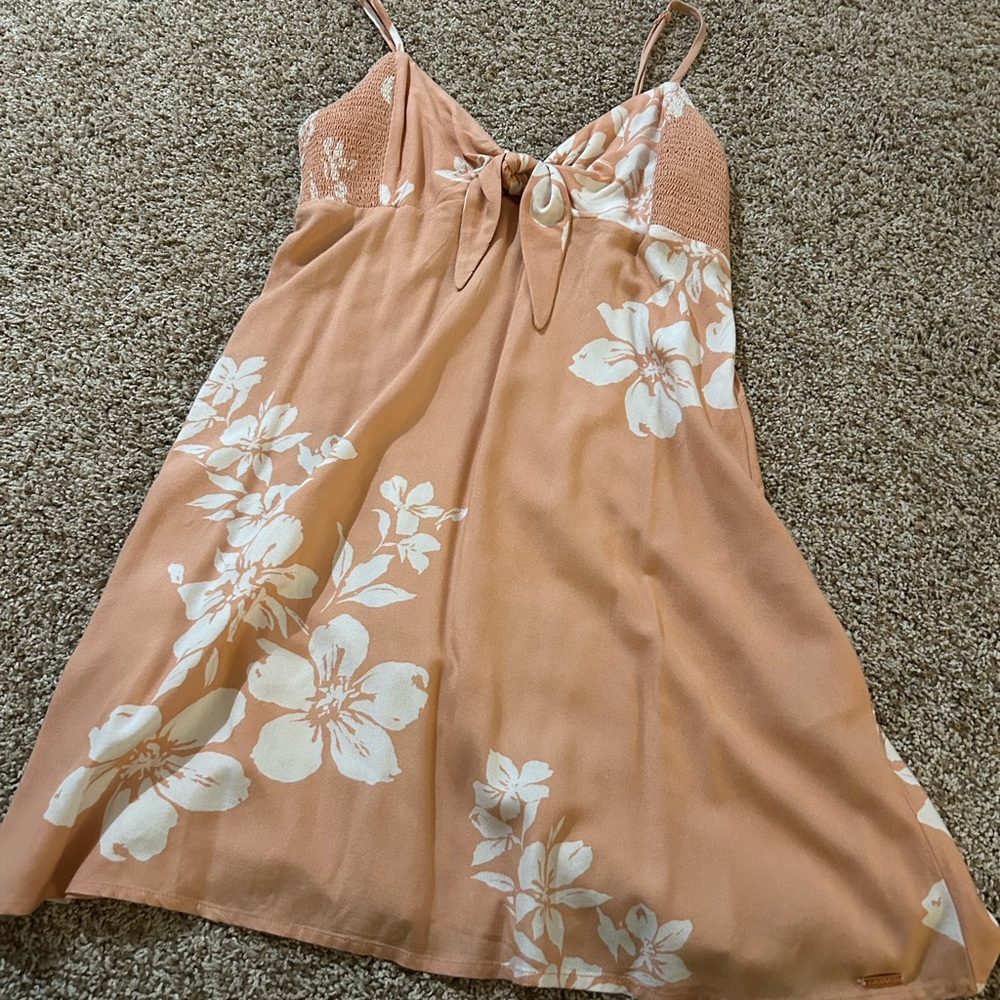 Peach Floral Slip Dress with White Blossoms Volcom